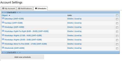 Schedules Settings